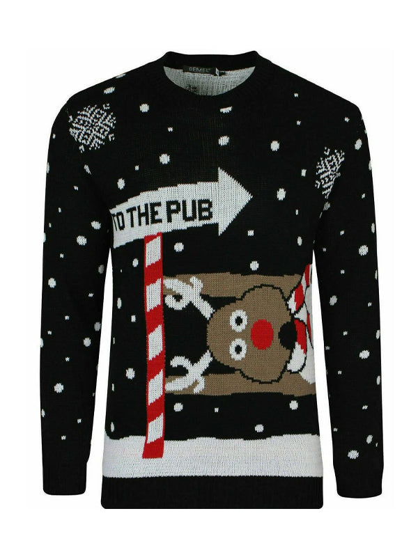 WOMENS ChRISTMAS JUMPER XMAS JUMPER LADIES RUDOLPH TOTHE PUB KNITTED CHRISTMAS JUMPER TOP