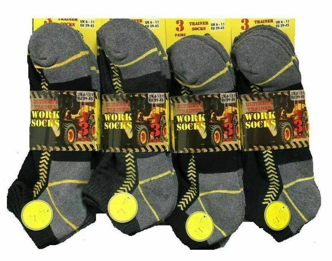 Men Trainer Socks Sport Work Boot Ankle Cushioned Sole Heel